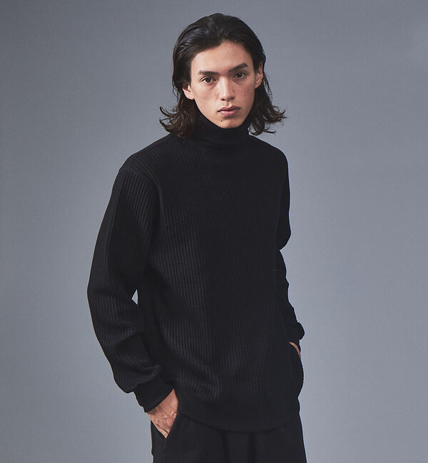 ABAHOUSE「【JEMORGAN/ジェーイーモーガン】ビックワッフル タートルネック カットソ」|Tシャツ・カットソー|ブラック