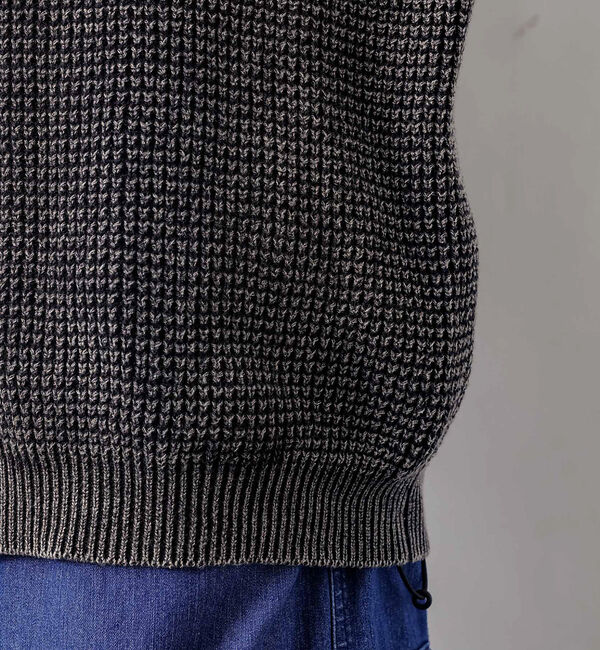 ABAHOUSE「【Revo.レボ】パウダーブリーチ加工ワッフルコットンニットカーディガン/ユニセ」|カーディガン|