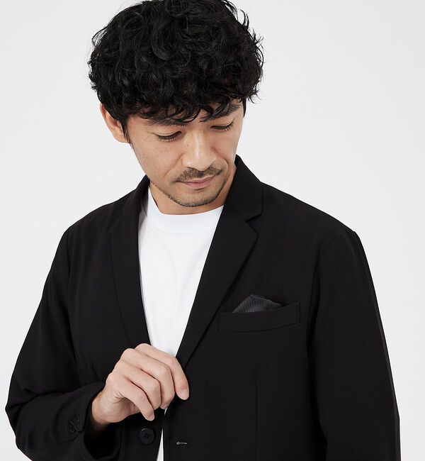 ABAHOUSE「【セットアップ対応】シルキータッチ ウォッシャブル ジャケット」|テーラードジャケット|ブラック