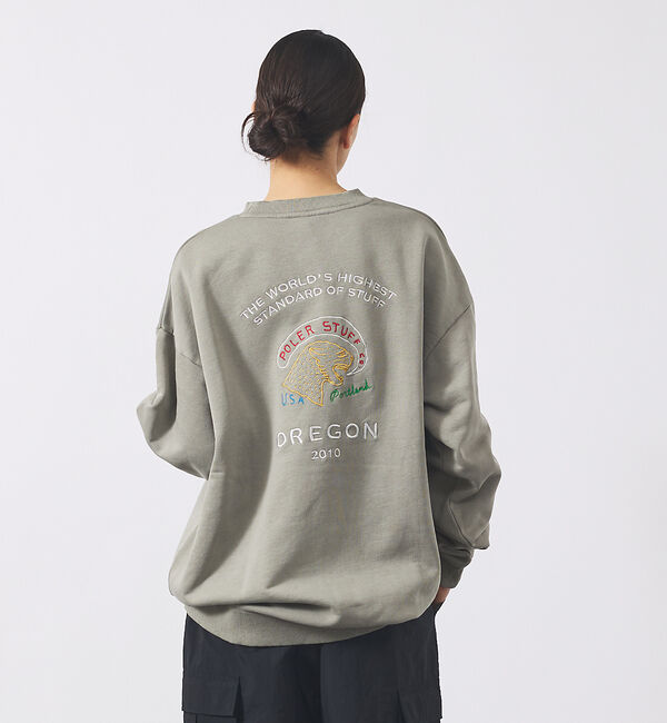 ABAHOUSE「【POLER/ポーラー】EMB PIGMENT DYE CREW/ピグメント加工」|スウェット・ジャージ|グレー