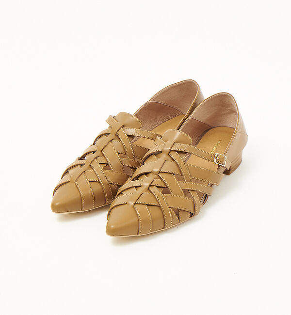 AU BANNISTER「ポインテッドメッシュバブーシュ」|サンダル|キャメル