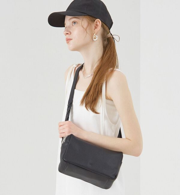 LOWELL things「【TVドラマ使用商品】Frec/WファスナースクエアショルダーBAG」|ショルダー・メッセンジャー|ブラック