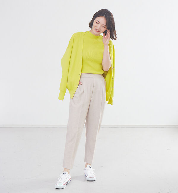 abahouse mavie「春夏素材【感嘆パンツ】リネン混タックテーパードパンツ」|その他|