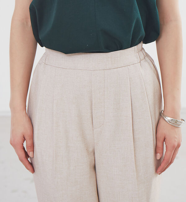 abahouse mavie「春夏素材【感嘆パンツ】リネン混タックテーパードパンツ」|その他|