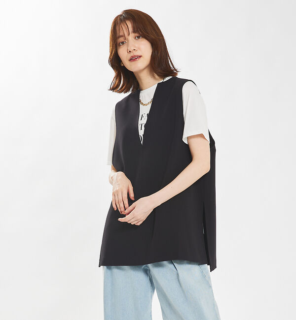 abahouse mavie「【セットアップ対応】ダブルクロスオーバーベスト」|ベスト・ジレ|