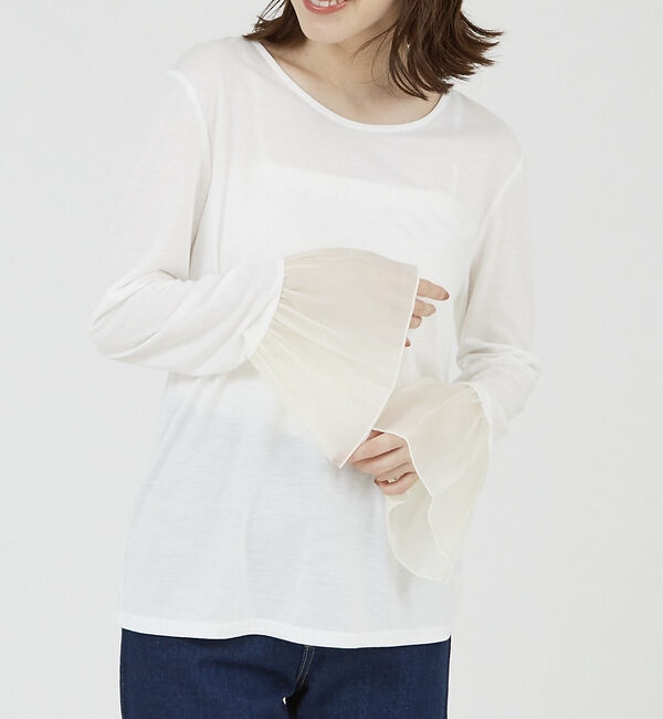 abahouse mavie「袖切替えベルスリーブレイヤードインナー」|Tシャツ・カットソー|ホワイト系その他1