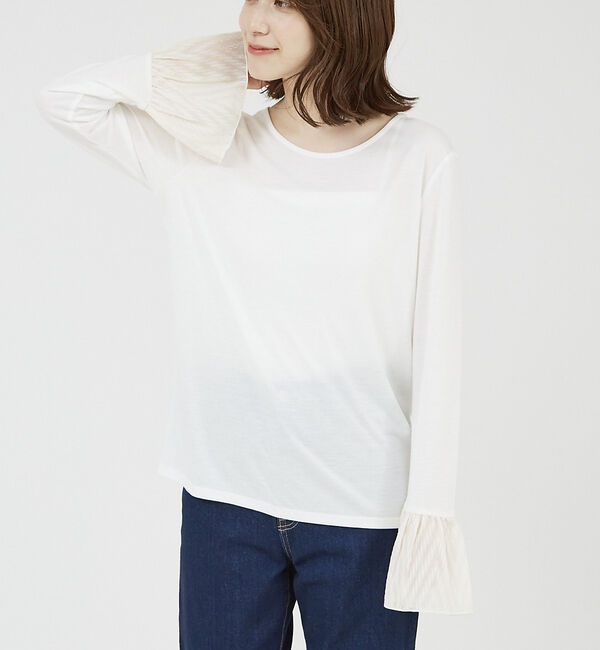 abahouse mavie「袖切替えベルスリーブレイヤードインナー」|Tシャツ・カットソー|ホワイト系その他2