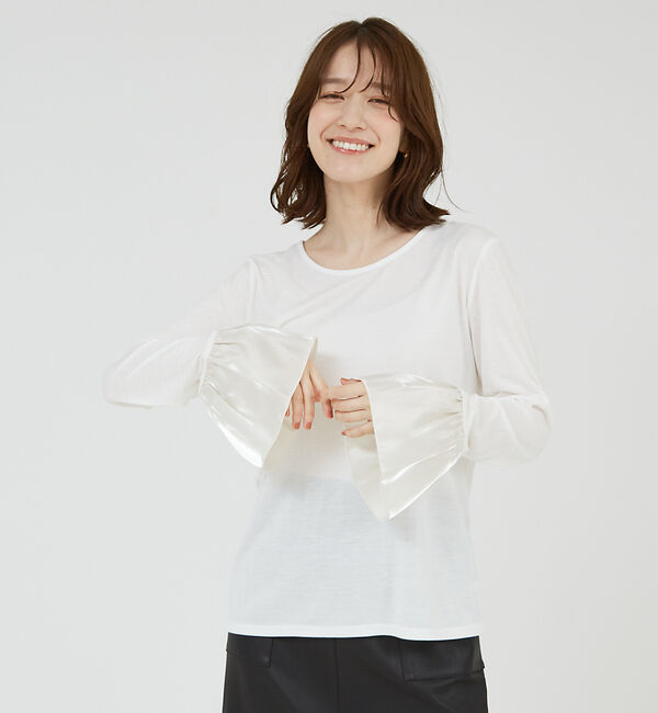 abahouse mavie「袖切替えベルスリーブレイヤードインナー」|Tシャツ・カットソー|