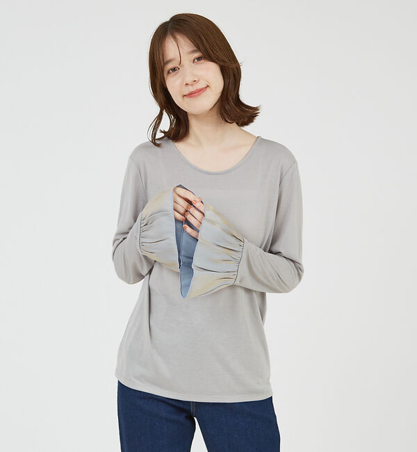 abahouse mavie「袖切替えベルスリーブレイヤードインナー」|Tシャツ・カットソー|