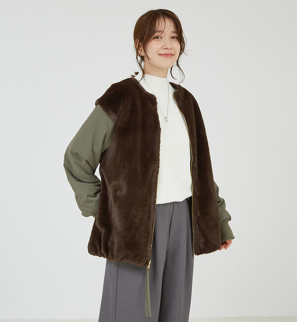 abahouse mavie「ファーコンビリバーシブルブルゾン」|ブルゾン・スタジャン|