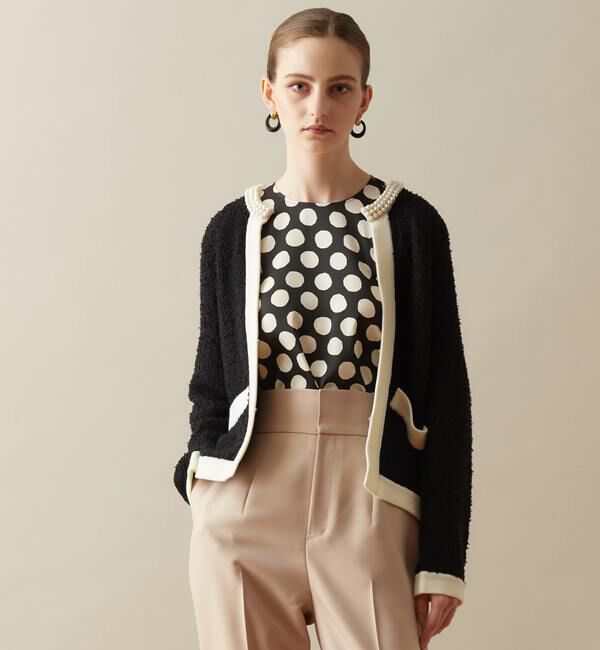  「20THボリュームパールニットジャケット」|カーディガン|ブラック