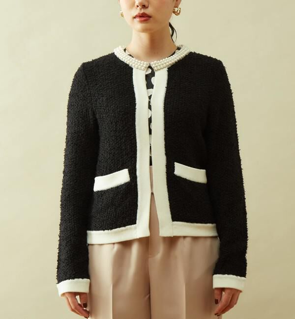  「20THボリュームパールニットジャケット」|カーディガン|