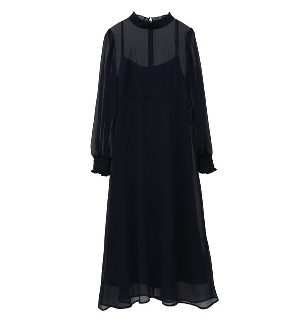 TIARA「フリルハイネックフレアドレス」|ワンピース|