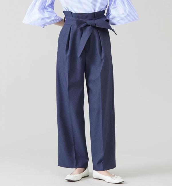 TIARA「ウエストタックワイドパンツ」|その他|ネイビー