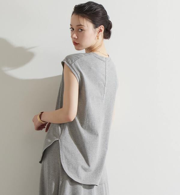 Liesse「バックリング釦ノースリーブカットソー（セットアップ対応）」|Tシャツ・カットソー|杢グレー