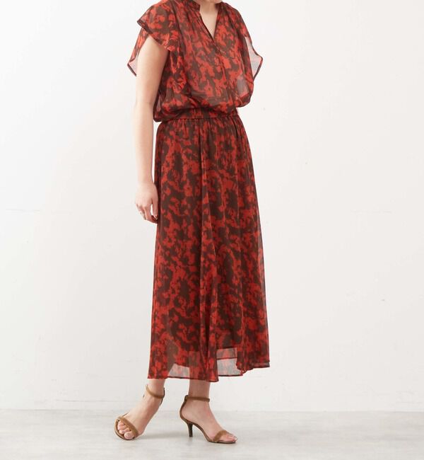 Liesse「プリント楊柳フレアギャザースカート」|スカート|