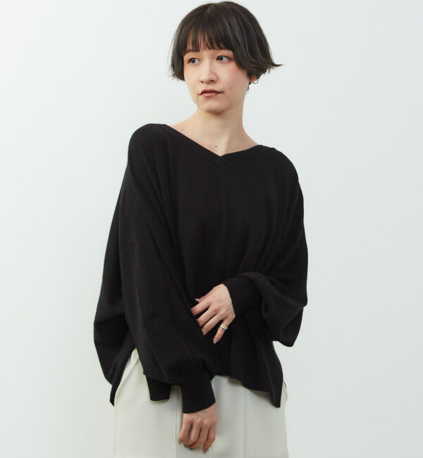 Soffitto「【nota della mano sinistra（ノータ デラ マノ シニストラ）】ドルマン2wayニットトップス」|ニット・セーター|ブラック