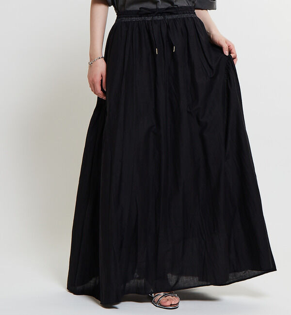 Soffitto「インド綿配色ゴムシャーリングギャザースカート」|スカート|