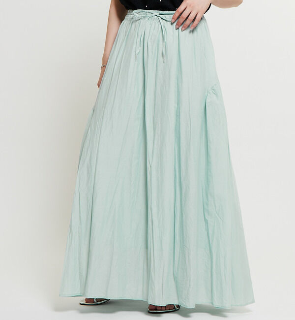 Soffitto「インド綿配色ゴムシャーリングギャザースカート」|スカート|
