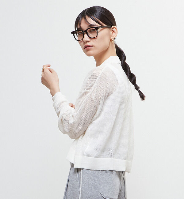 Soffitto「衿付きメッシュカーディガン」|カーディガン|