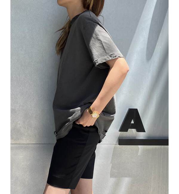 A_「【KURO/クロ】17/-ROUND SHAPE DYED DAMEGE TEE」|Tシャツ・カットソー|