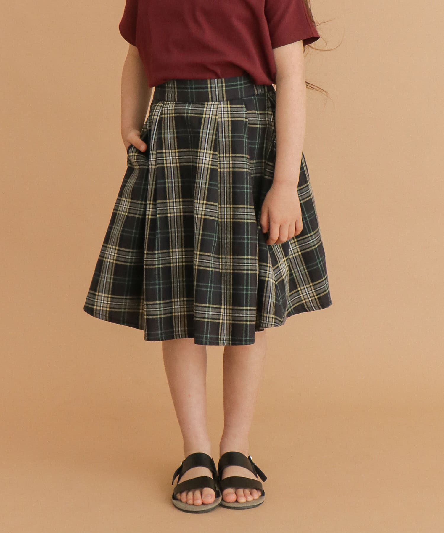 URBAN RESEARCH DOORS「FORK&SPOON　コットンリネンチェックスカート(KIDS)」|その他|