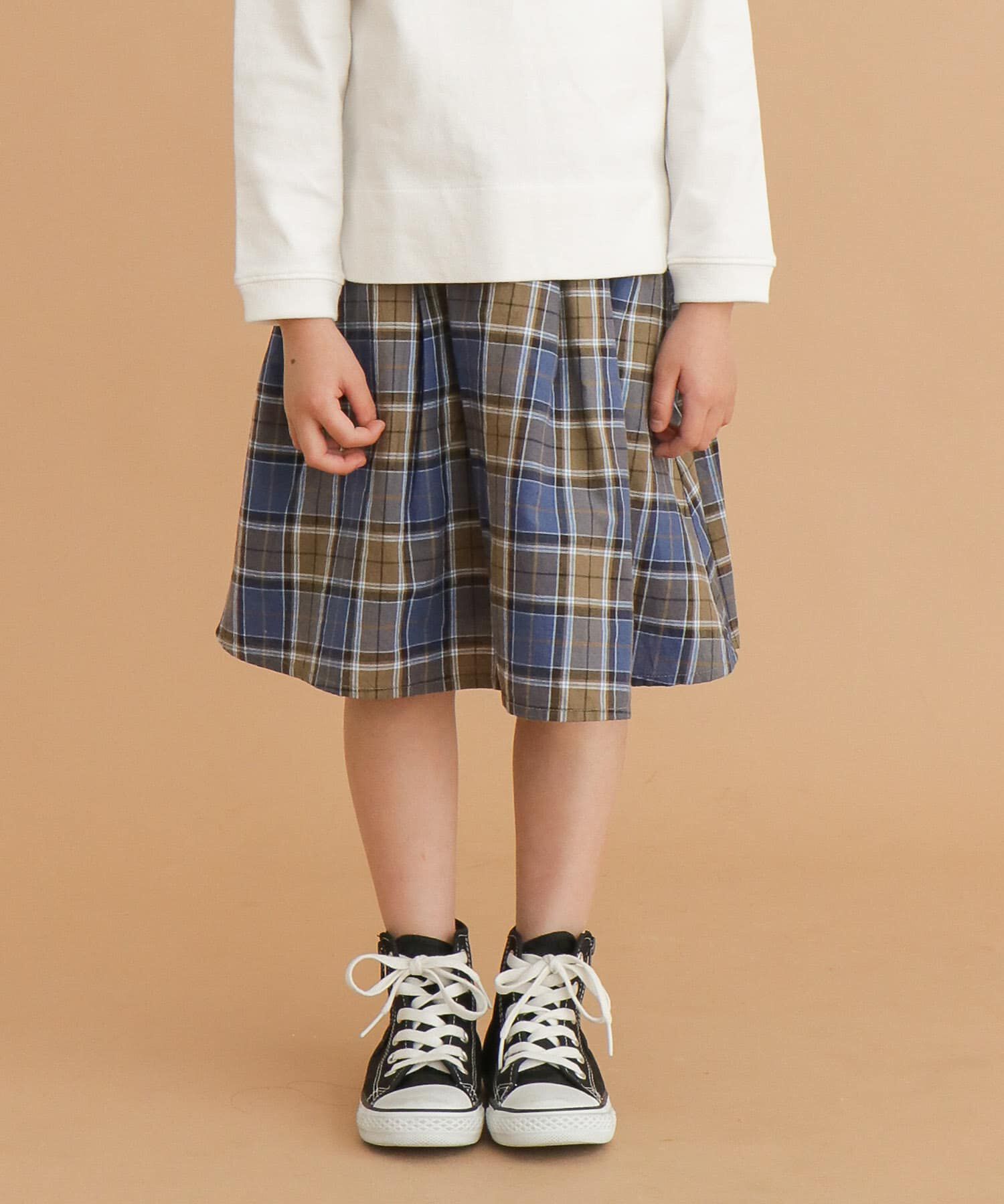 URBAN RESEARCH DOORS「FORK&SPOON　コットンリネンチェックスカート(KIDS)」|その他|