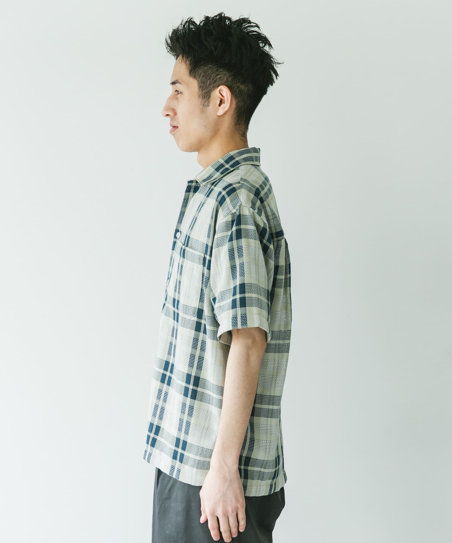 URBAN RESEARCH DOORS「カラミ織ショートスリーブチェックシャツ」|シャツ・ブラウス|