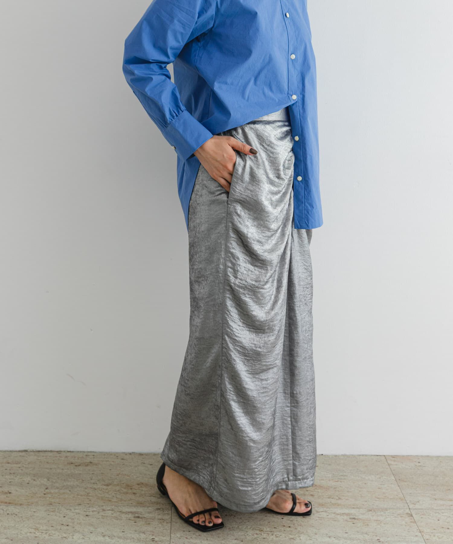 URBAN RESEARCH ROSSO「F by ROSSO　シャイニーフロントギャザータイトスカート」|スカート|