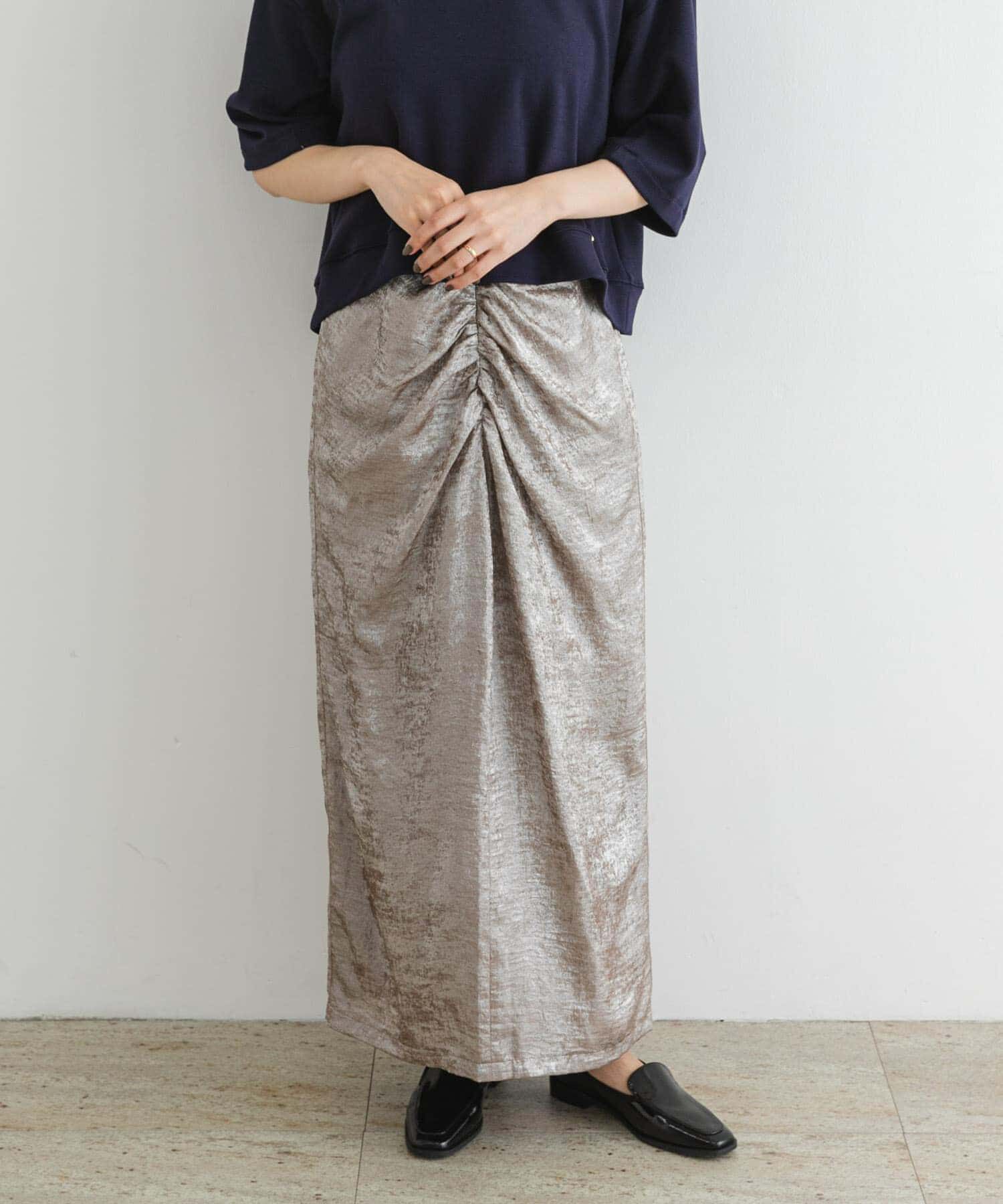 URBAN RESEARCH ROSSO「F by ROSSO　シャイニーフロントギャザータイトスカート」|スカート|