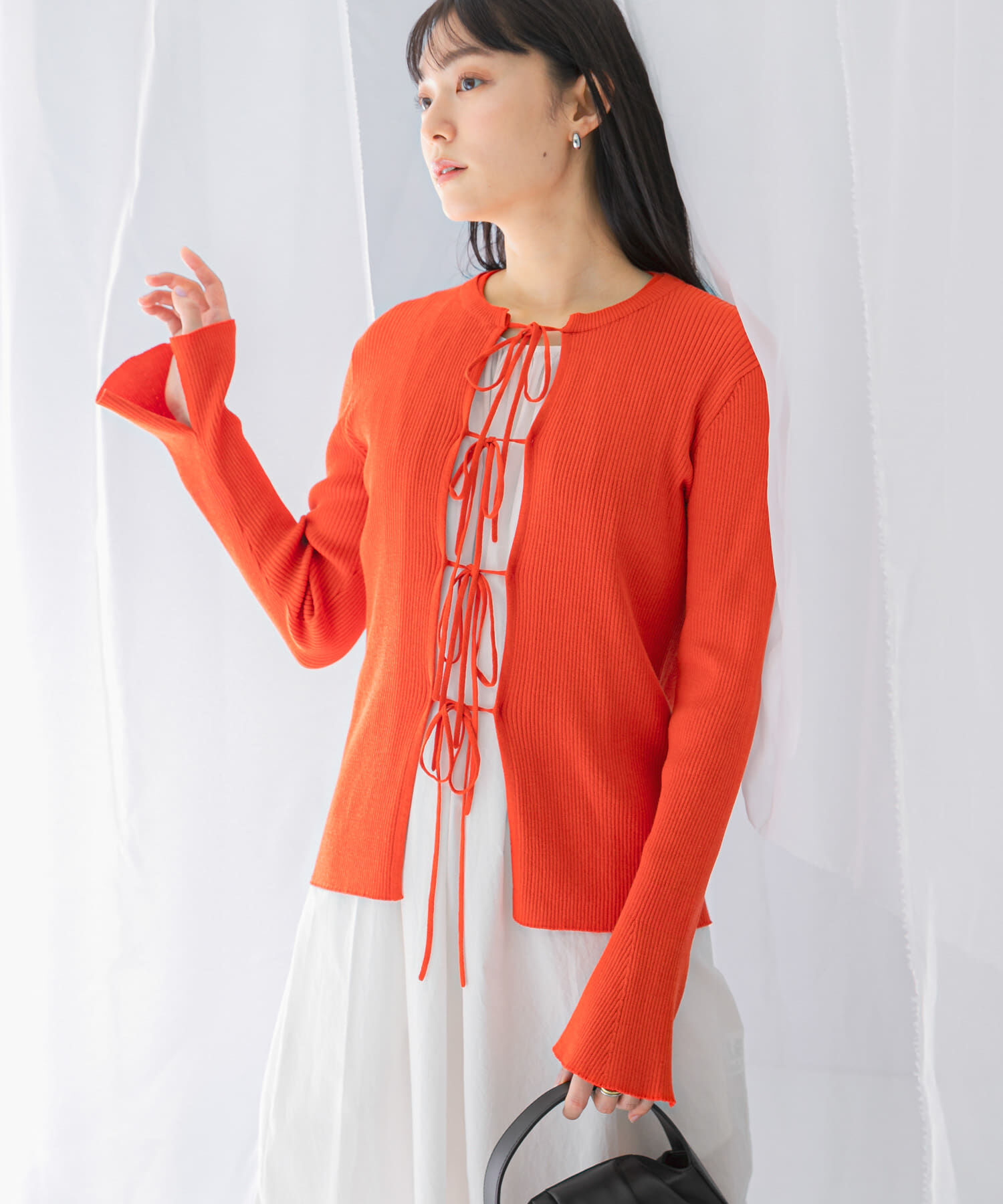 URBAN RESEARCH ROSSO「リボンデザインカーディガン」|カーディガン|オレンジ