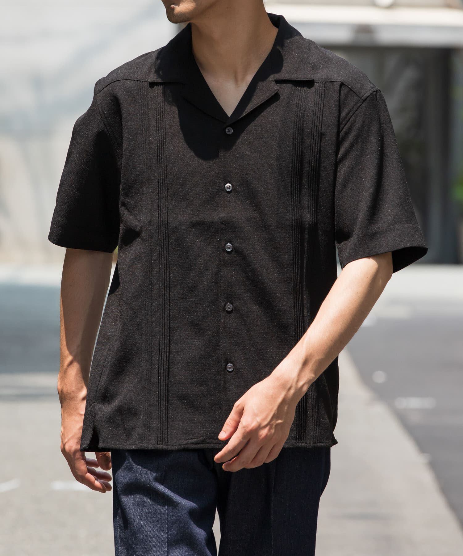 URBAN RESEARCH ROSSO「『WEB限定』『XLサイズあり』ウォッシャブルドライタッチ半袖シャツ」|シャツ・ブラウス|ブラック