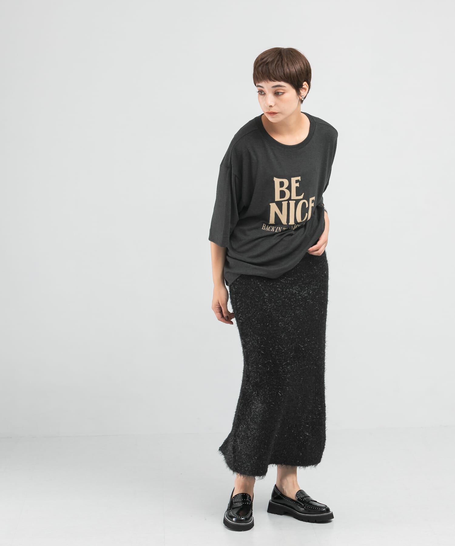 URBAN RESEARCH ROSSO「TORRAZZO DONNA　ラメミックスタイトスカート」|スカート|ブラック