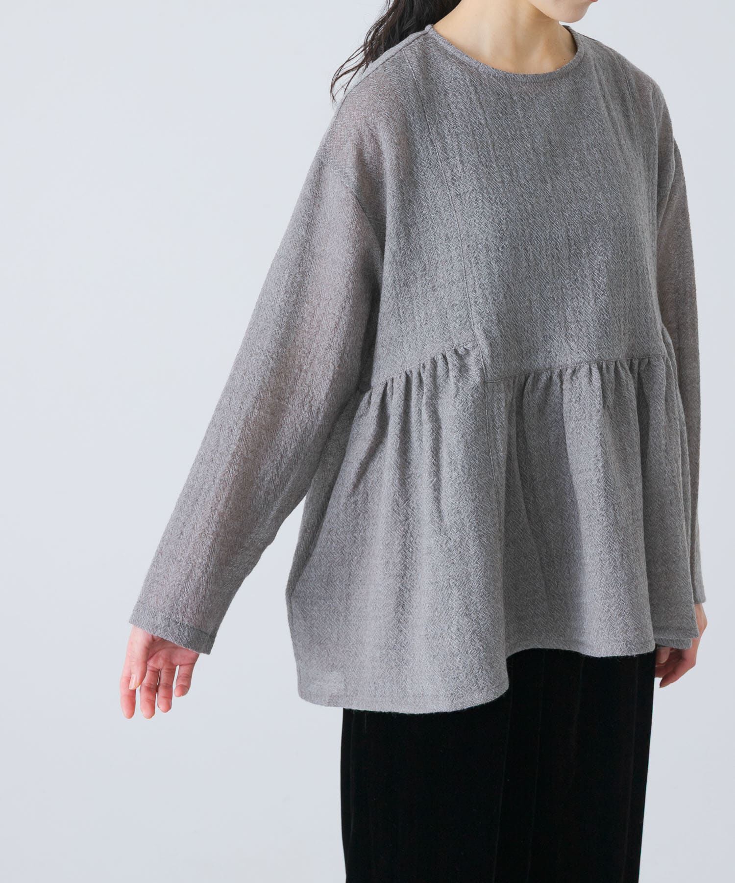 かぐれ「ウールガーゼギャザープルオーバー」|シャツ・ブラウス|