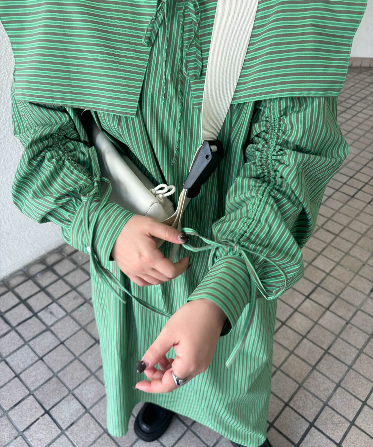  「スクエアカラーSETストライプワンピース」|ワンピース|