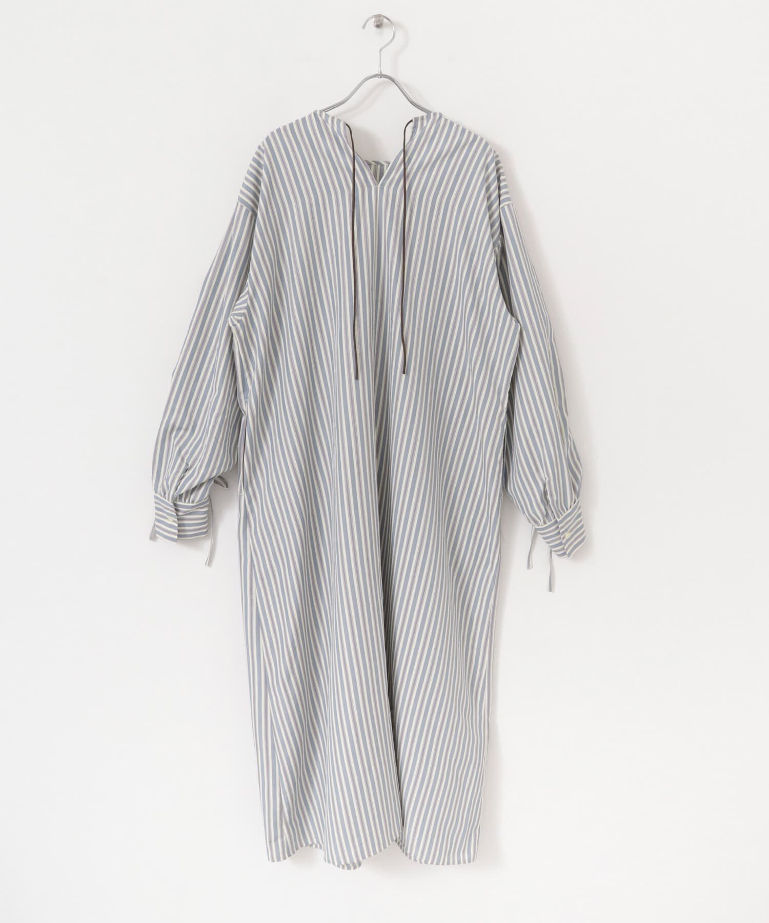  「スクエアカラーSETストライプワンピース」|ワンピース|