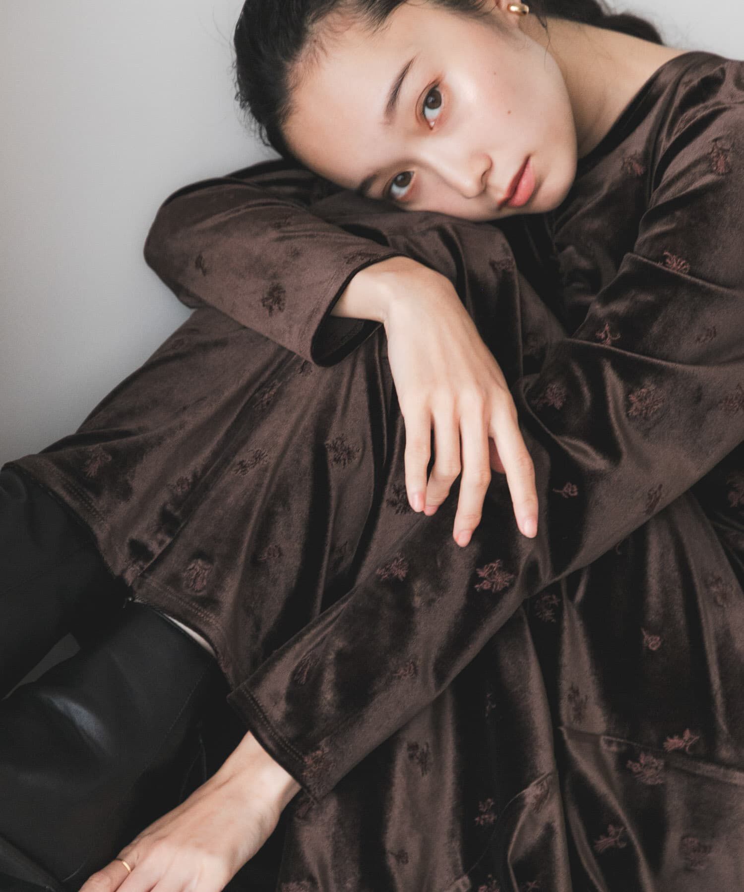  「ベロアシャーリングドレス」|ワンピース|