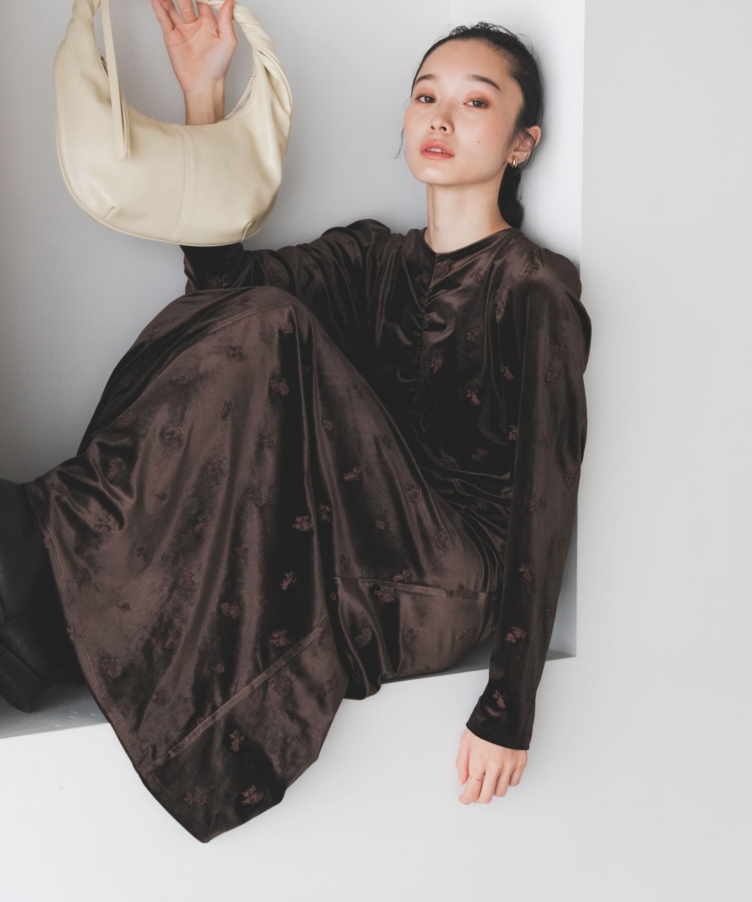  「ベロアシャーリングドレス」|ワンピース|