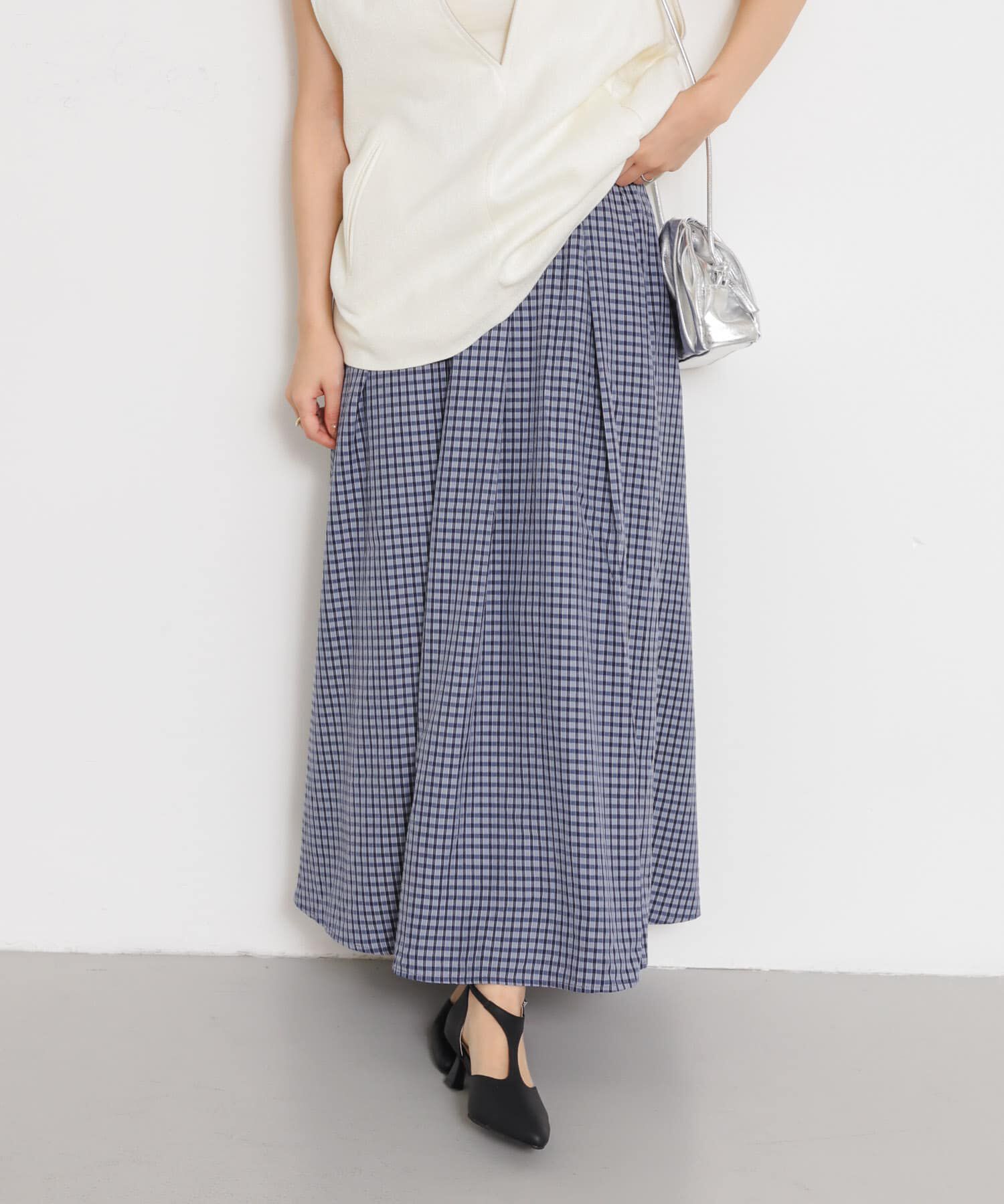 SENSE OF PLACE by URBAN RESEARCH「チェックボリュームスカート」|スカート|ブルー系その他