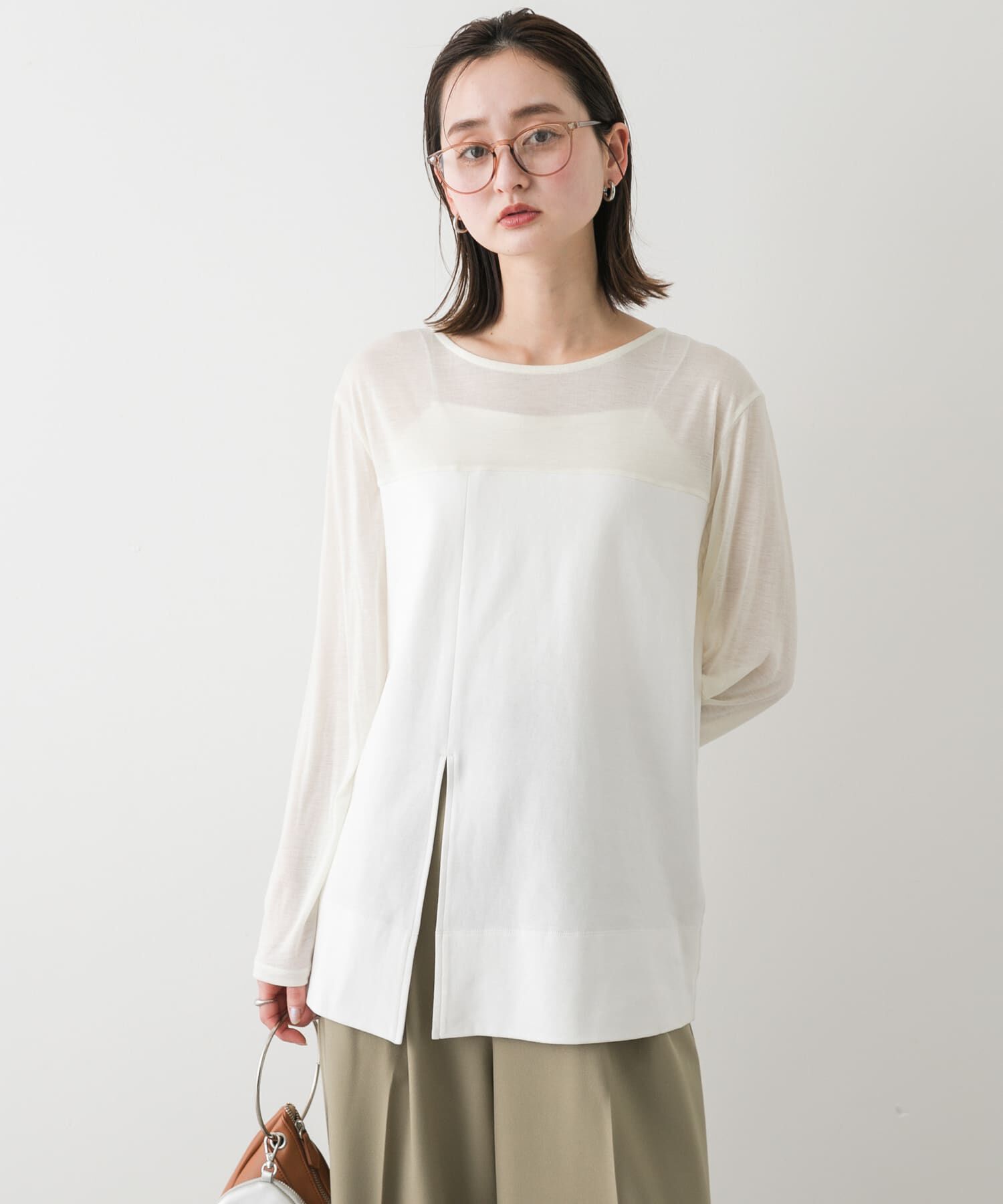 SENSE OF PLACE by URBAN RESEARCH「クルーネックドッキングスリットトップ」|Tシャツ・カットソー|