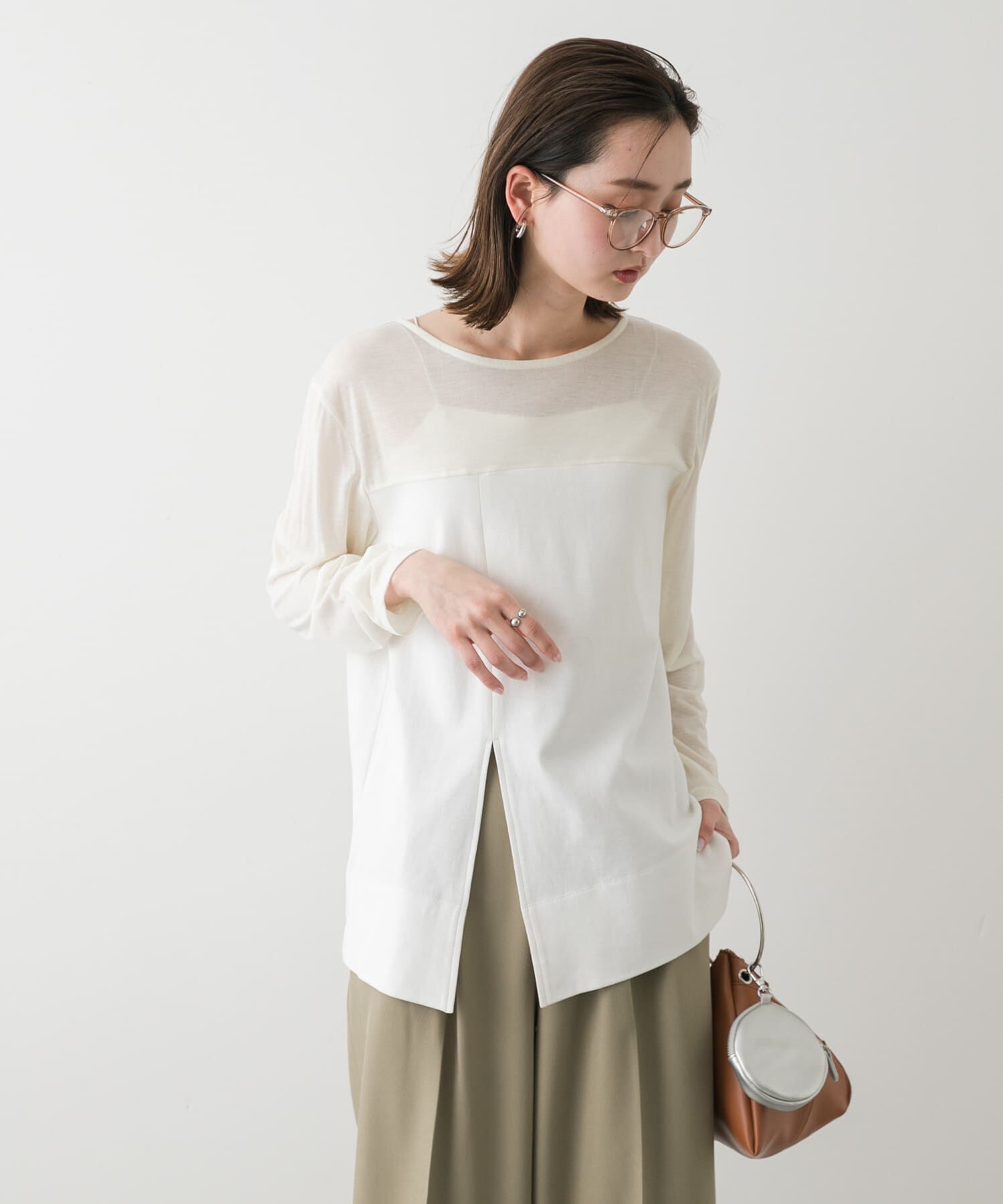 SENSE OF PLACE by URBAN RESEARCH「クルーネックドッキングスリットトップ」|Tシャツ・カットソー|