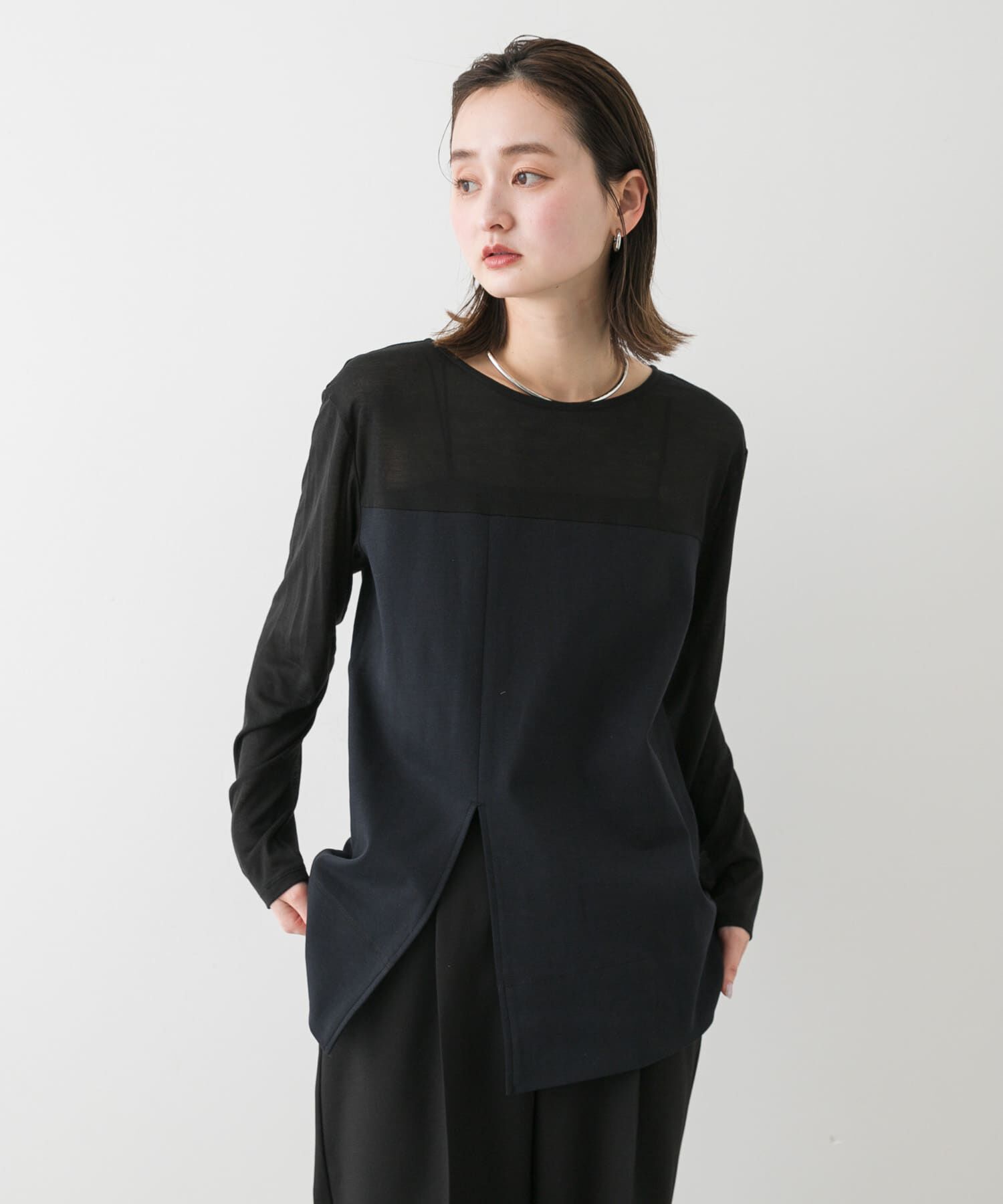 SENSE OF PLACE by URBAN RESEARCH「クルーネックドッキングスリットトップ」|Tシャツ・カットソー|