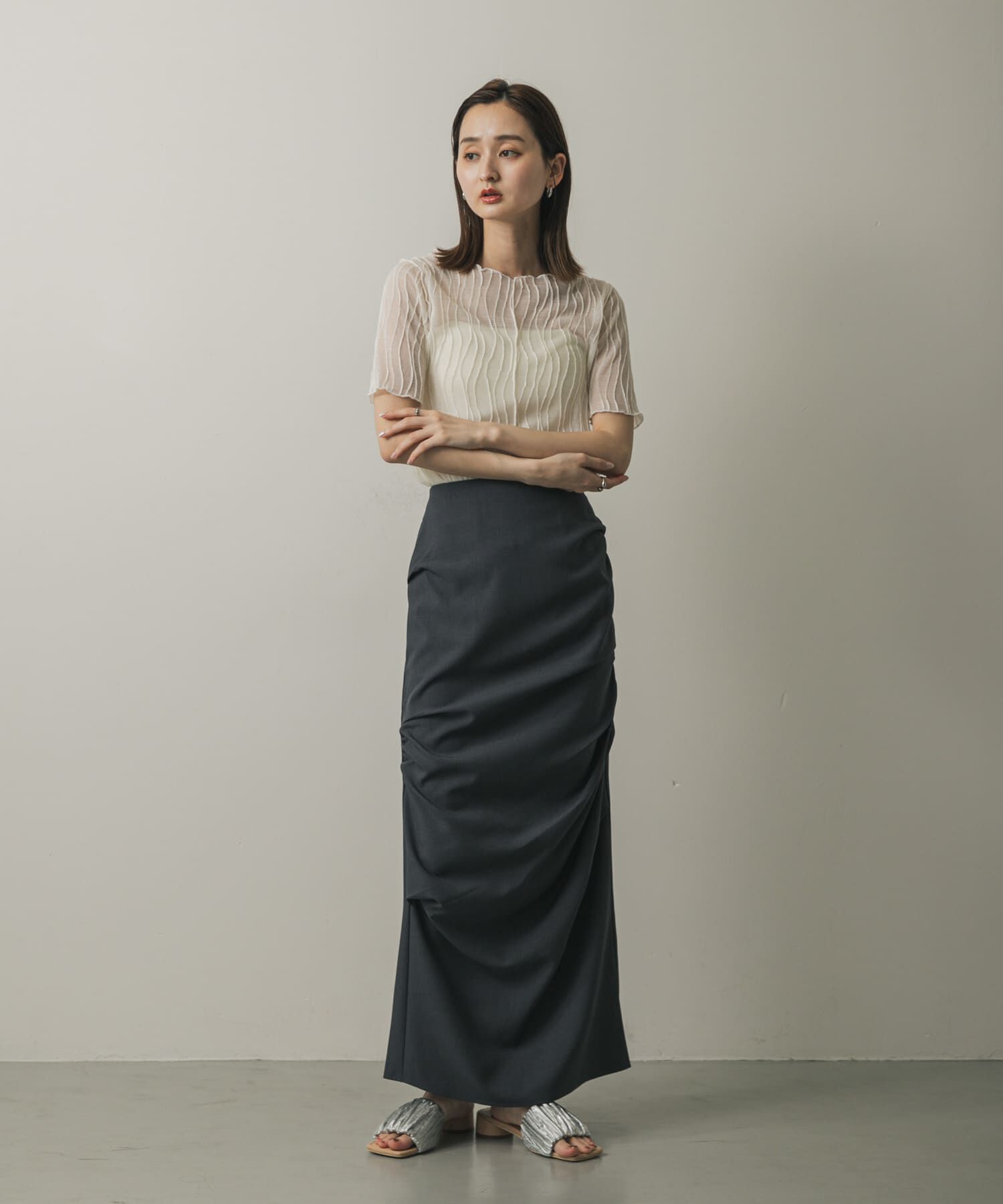 SENSE OF PLACE by URBAN RESEARCH「『一部WEB限定カラー』ウェーブジャガードトップ(半袖)」|Tシャツ・カットソー|