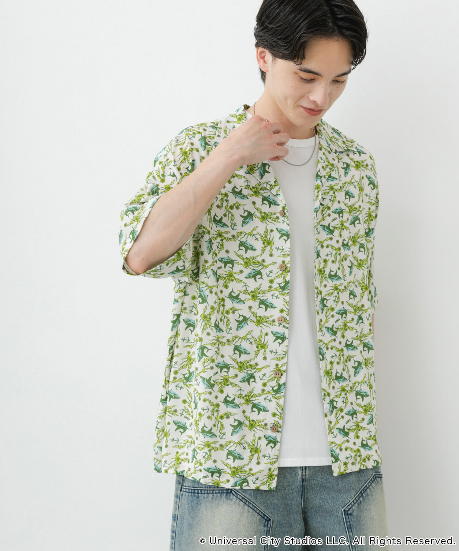 SENSE OF PLACE by URBAN RESEARCH「『別注』JAWS&times;SENSE OF PLACE　総柄オープンカラーシャツ」|シャツ・ブラウス|