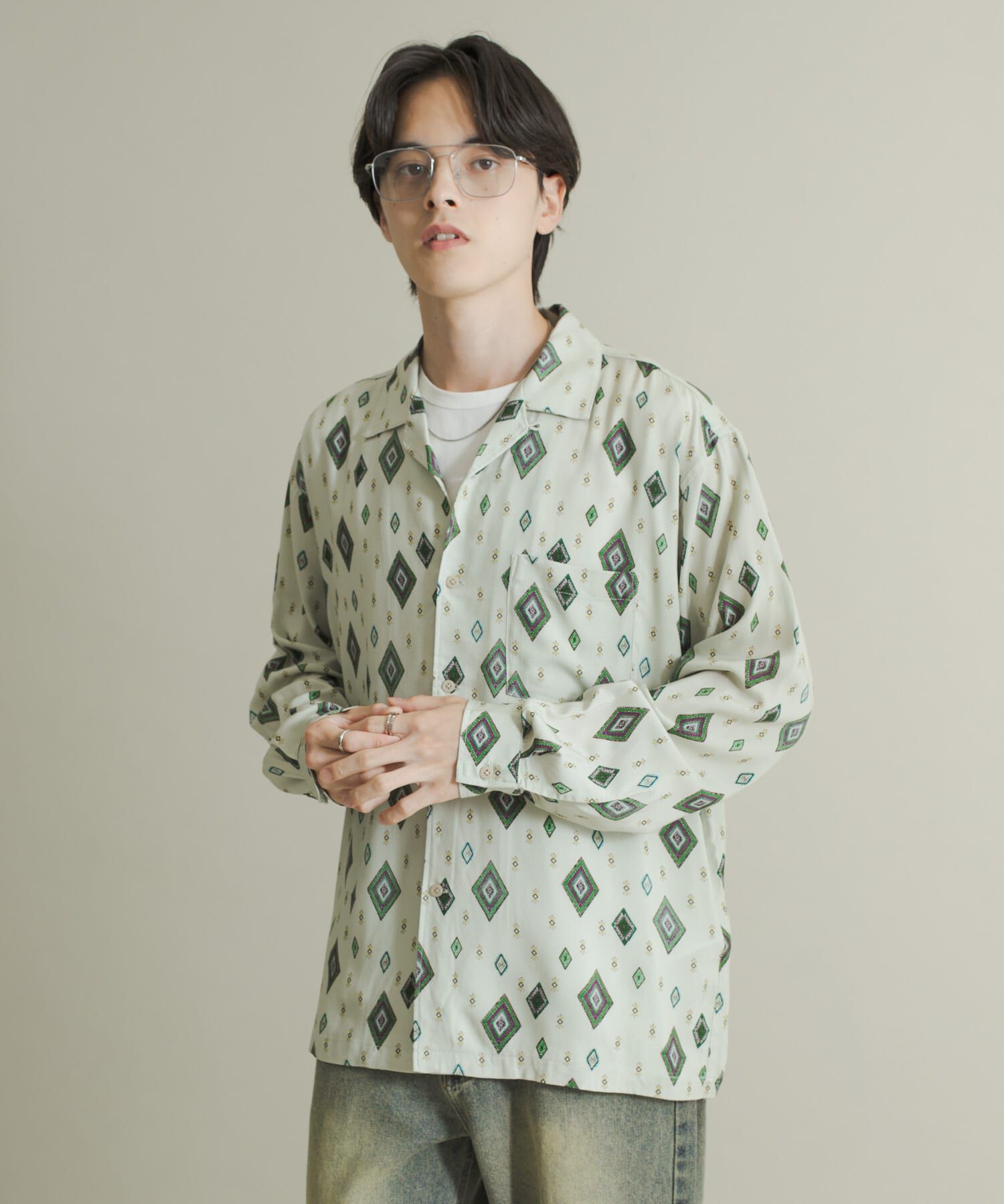 SENSE OF PLACE by URBAN RESEARCH「アソートパターンオープンカラーロングスリーブシャツ」|シャツ・ブラウス|