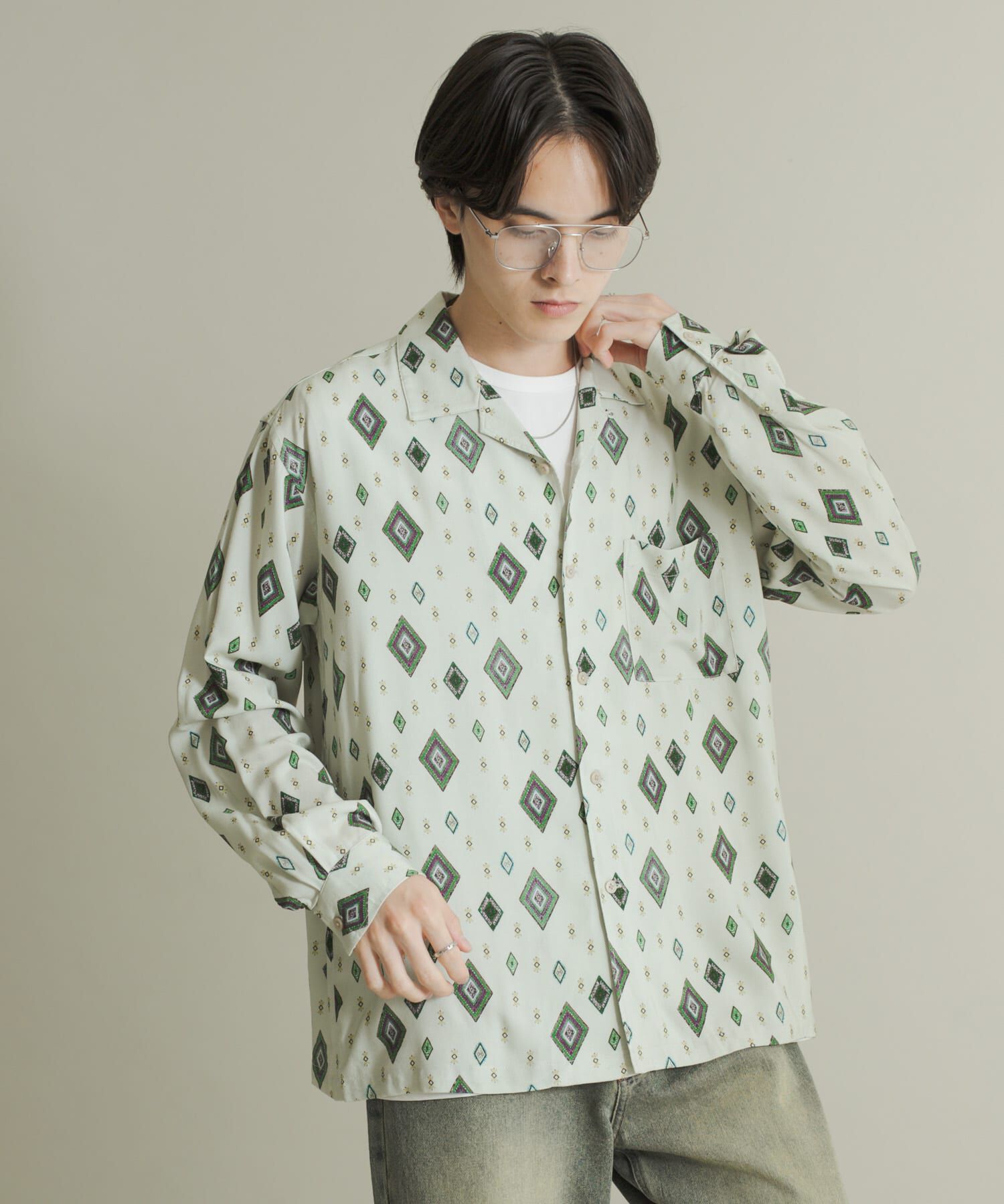 SENSE OF PLACE by URBAN RESEARCH「アソートパターンオープンカラーロングスリーブシャツ」|シャツ・ブラウス|