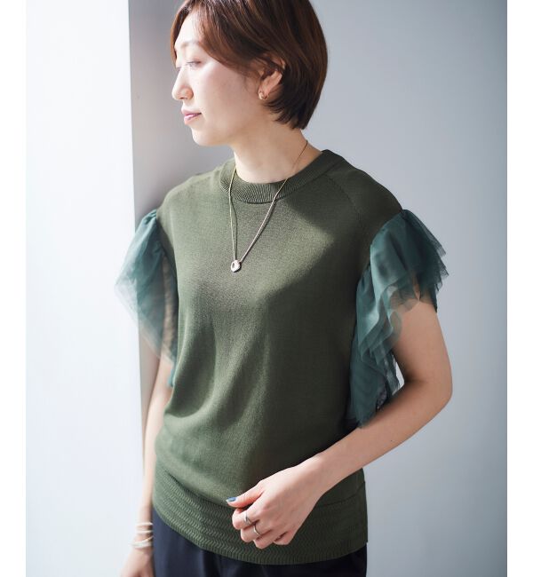 le.coeur blanc「チュールスリーブニット」|ニット・セーター|