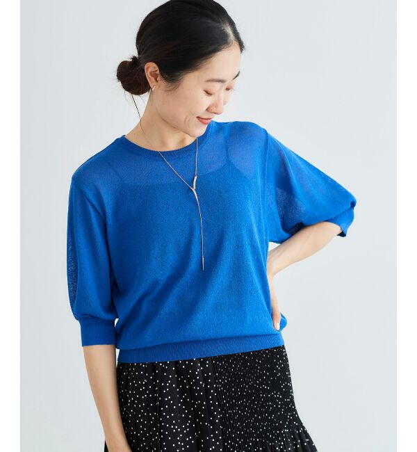  「《WEB限定アイテム》ウォッシャブルクルーネックニット」|ニット・セーター|ブルー