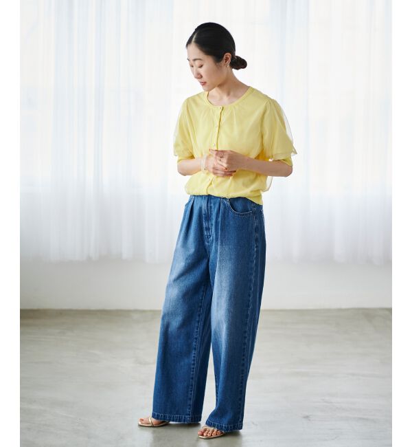 le.coeur blanc「《手洗い可能》Perle Pecheチュールレイヤードカーデ」|カーディガン|