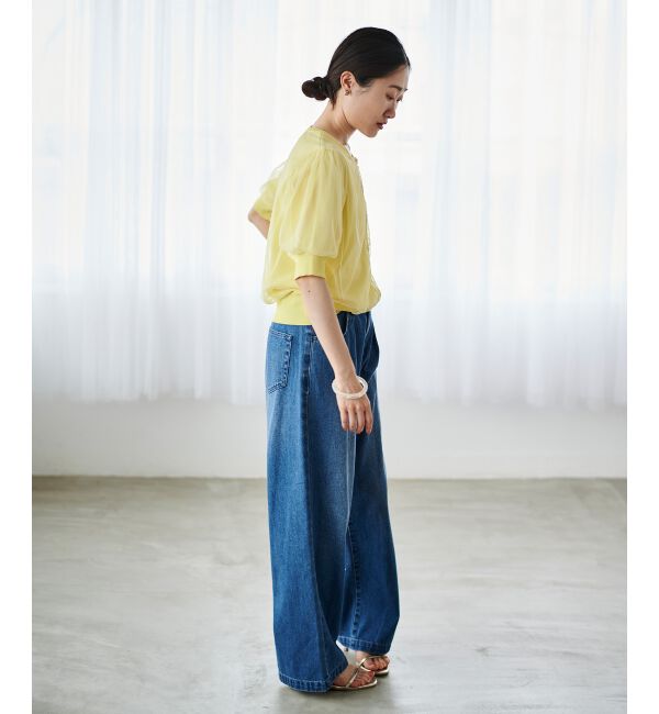 le.coeur blanc「《手洗い可能》Perle Pecheチュールレイヤードカーデ」|カーディガン|